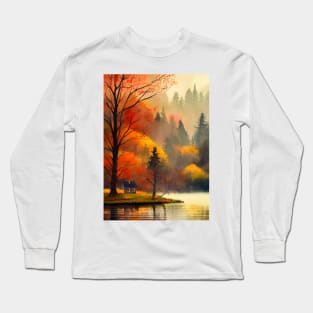 Colorful Autumn Landscape Watercolor 28 Long Sleeve T-Shirt